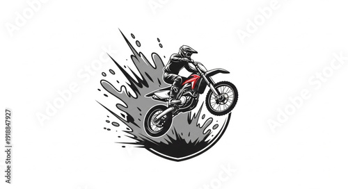 Motorcyclist Performing Stunt Jump Action.
