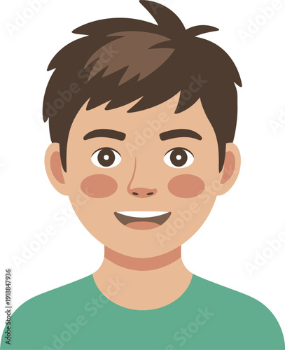 Happy Boy Face Peeking from Side Cartoon Style Friendly Expression Vector Illustration Childhood Concept