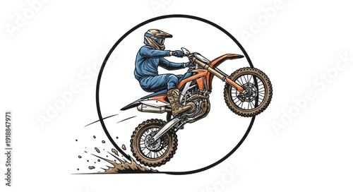 Motorcyclist Performing Stunt Jump Action.