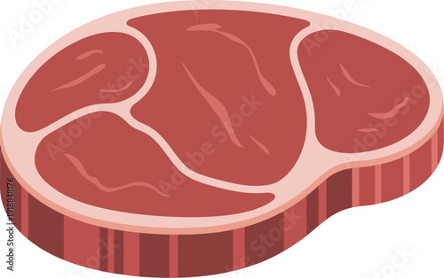 Raw Beef Steak Cut Slice Vector Illustration Isolated on White