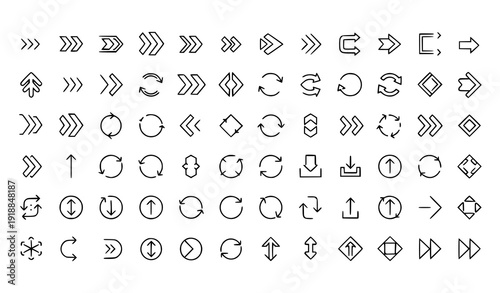 Minimal Arrow Line Icon Mega Set Modern Navigation And Direction Outline Vector Collection Isolated On White Background