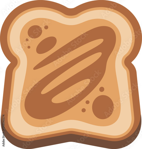 Toasted Bread Slice with Butter Swirls and Crumbs Vector Icon Breakfast Food Graphic