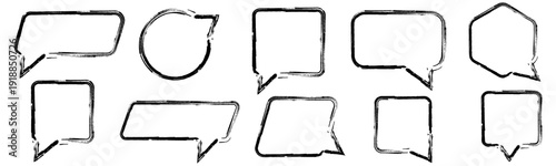 Minimal Hand Drawn Speech Bubble Outline Set Sketch Vector Collection