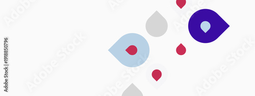 Abstract shapes, dots, purple, gray, pink hues present on white background. Minimalist design, simple geometry, modern aesthetic.