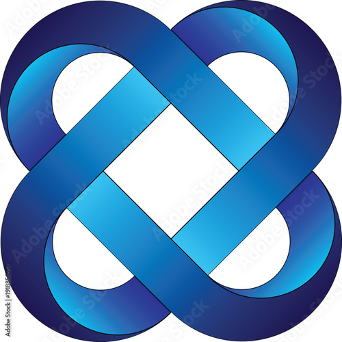 Blue infinity symbol with gradient shading loop blue gradient