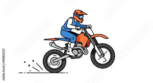 Motorcyclist Riding Dirt Bike Illustration.