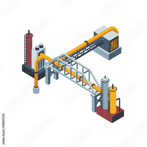 Industrial Conveyor Belt System 3D Illustration.