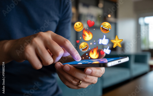 Social Media Engagement on Mobile Phone with Emojis