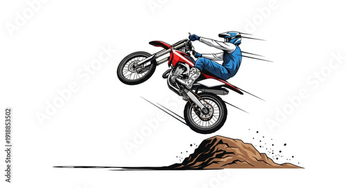Motorcyclist Riding Dirt Bike Off Road.