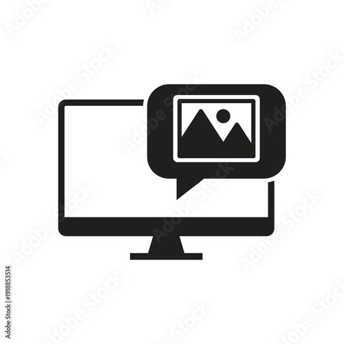 Solid image gallery and photo album monitor icon