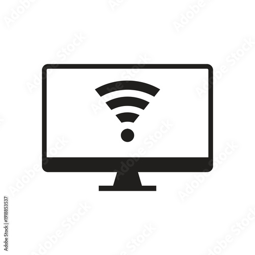 Solid wireless wifi signal and internet monitor icon