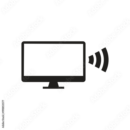 Solid radio signal wave and wireless broadcast monitor icon