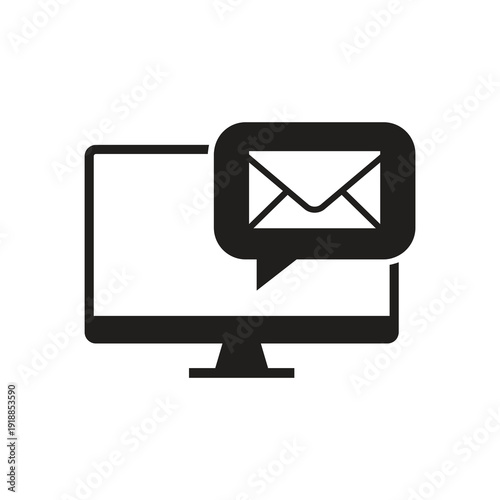 Solid email inbox envelope and mail message monitor icon