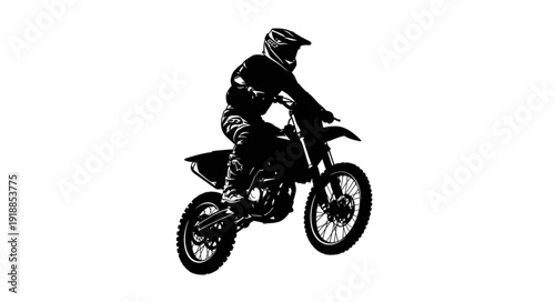 Motorcyclist Riding Dirt Bike in Air.