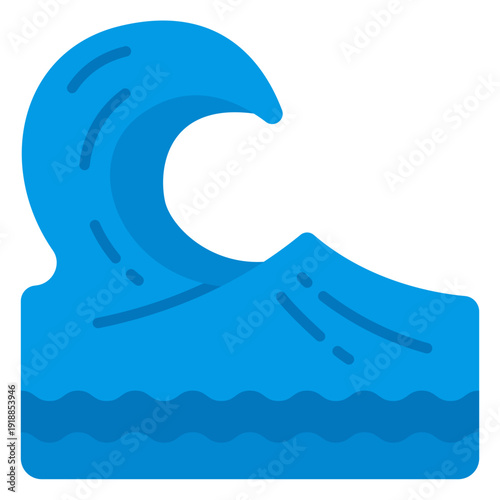Ocean Wave Flat Icon Vector