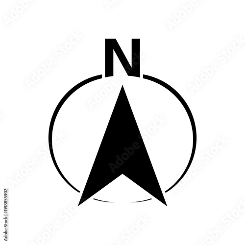 North direction compass circle icon isolated on white background