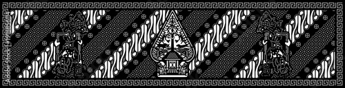 Batik Wayang Gunungan Javanese Traditional Pattern Black White