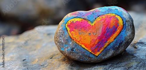 heart rock stone colorful love symbol heartfelt pebbles outdoor nature decorative ornament small vibrant heart shaped pebble outdoors abstract romantic sentimental emotional