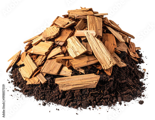 Wallpaper Mural Pile of wood chips atop dark soil, set against a transparent background Torontodigital.ca