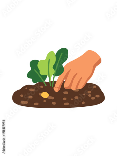 eco friendly planting seeds in soil graphic design