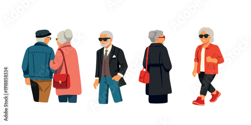 confident seniors showing modern fashion lifestyle illustration