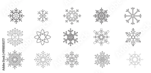 Black and White Snowflake Vector Icon Collection