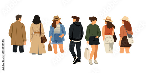 confident stylish youth in various dynamic postures illustration