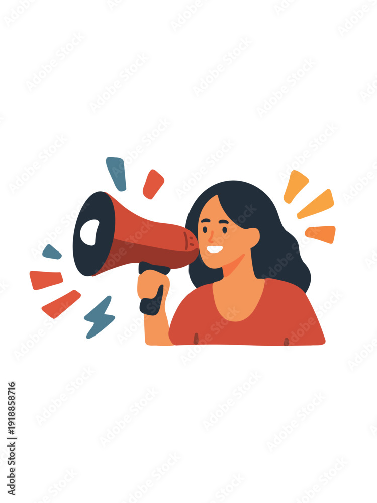 Fototapeta premium activist shouting through megaphone vector illustration