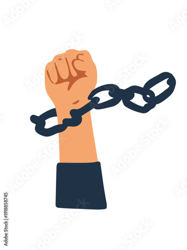 chained wrist representing slavery or captivity flat design