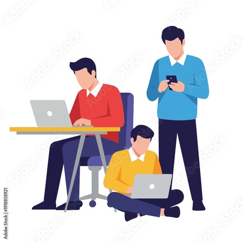 Digital Connectivity: Diverse Work Styles with Laptops & Mobile