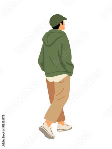 trendy young male character from rear illustration