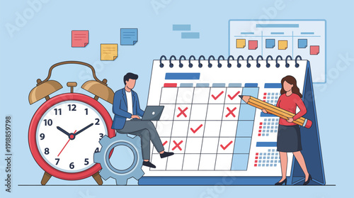 A visually engaging representation of time management using a classic clock and detailed calendar, reflecting organization, productivity, and effective scheduling in daily life.