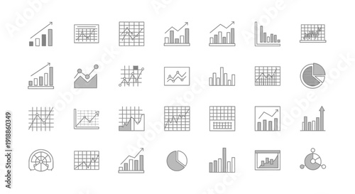 Collection of business chart icons.