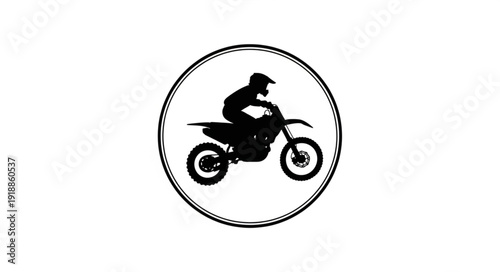 Motorcyclist Riding Dirt Bike Silhouette.