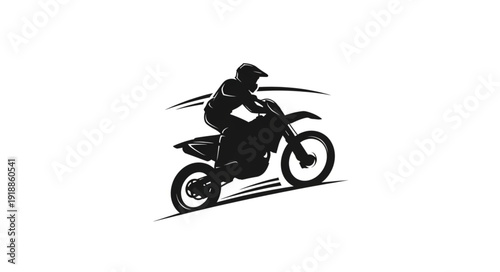 Motorcyclist Riding Dirt Bike Silhouette.