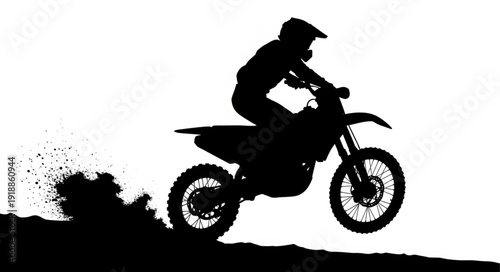 Motorcyclist Riding Dirt Bike Off Road.