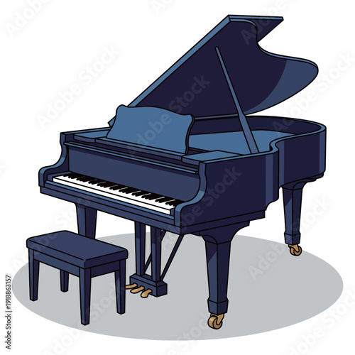 This image presents a beautifully crafted grand piano with its lid raised, highlighting its elegant curves and inviting keys, symbolizing the joy of music.