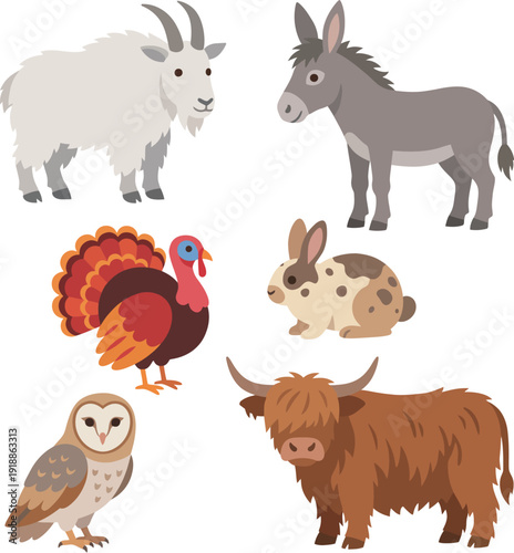 This delightful assortment showcases various farm and wild animals, each representing different characteristics and the beauty of wildlife and nature.