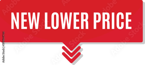New lower price retail label set on red background for seasonal shopping and business marketing campaign