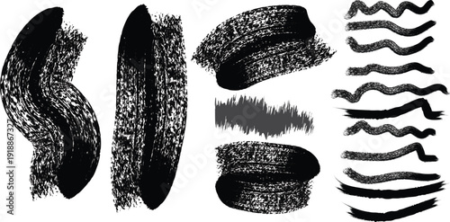 Collection of various black and white abstract shapes and patterns