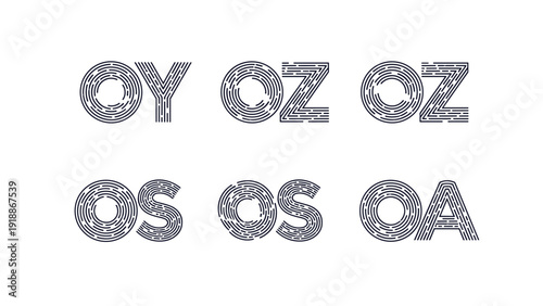 Collection of letters designed with concentric linear patterns offers a modern and technical aesthetic for creative brand identities.