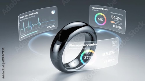 Futuristic Smart Ring Wearable Health Data Analytics Concept