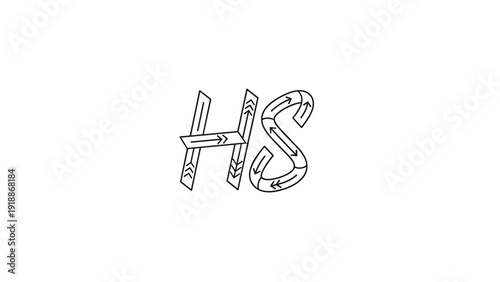 Creative typographic design of the letters HS formed by road segments and directional arrows representing path, movement, and journey.