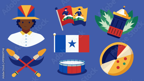 Vibrant Panamanian Culture and National Symbols Set in Flat Design
