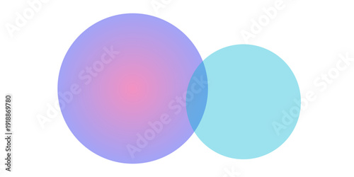 Two overlapping circles with gradient color blending in the intersection area