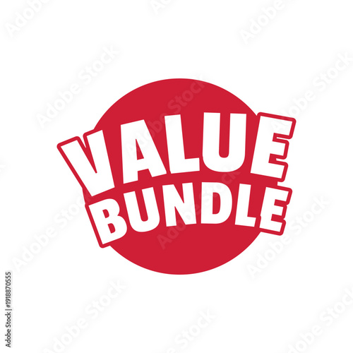Red circular value bundle sticker with bold white text for commercial marketing and retail shop promotion