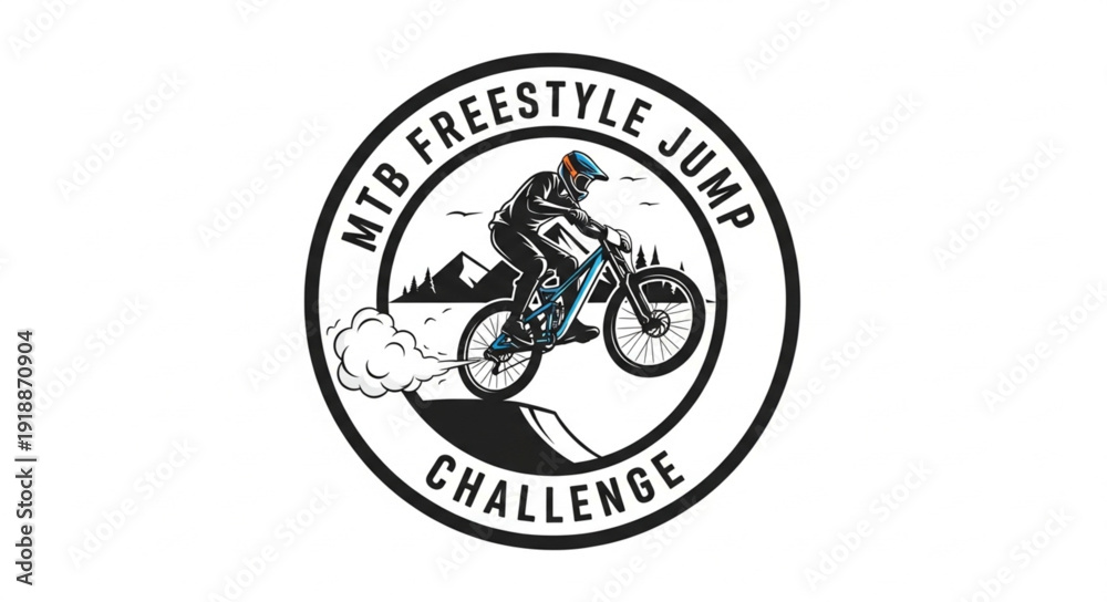 Fototapeta premium Mountain Bike Freestyle Jump Challenge Logo.