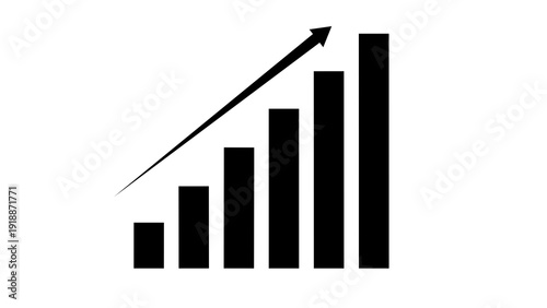 A black bar graph with an upward trend arrow on a white background Free Download A black bar graph with an upward trend arrow on a white background - GFXLoad