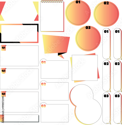 This simple business title frame features stylish accents and plenty of white space. It showcases a yellow and red gradient.