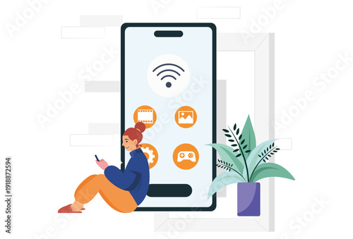 Phone Cloning Concept Illustration Vector Style